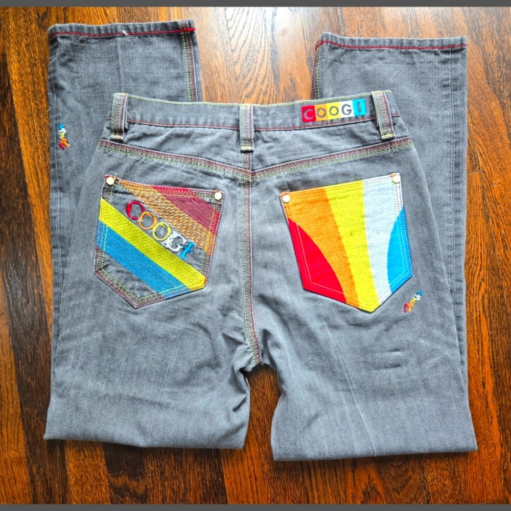 Coogi Jeans‎ Grey Embroidered Distressed Waist 34 Inseam 34
